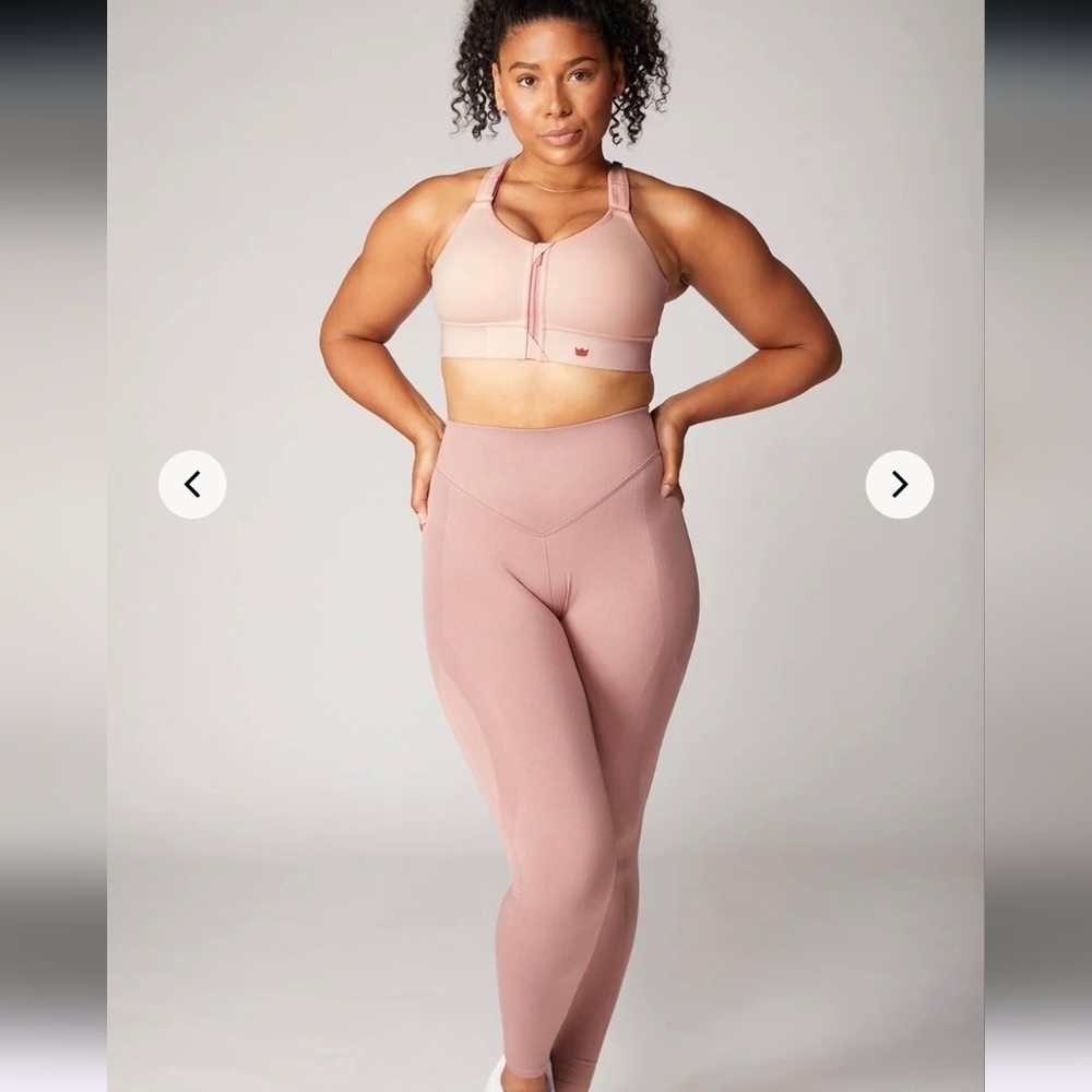 SHEFIT Seamless Leggings V-Waist  Color Chestnut/Rose Gold 4 Way Stretch Lg